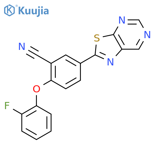 Benzonitrile, 2-(2-fluorophenoxy)-5-thiazolo[5,4-d]pyrimidin-2-yl- structure