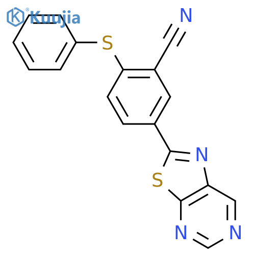 Benzonitrile, 2-(phenylthio)-5-thiazolo[5,4-d]pyrimidin-2-yl- structure