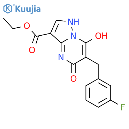 Pyrazolo[1,5-a]pyrimidine-3-carboxylic acid,6-[(3-fluorophenyl)methyl]-4,5-dihydro-7-hydroxy-5-oxo-, ethyl ester structure
