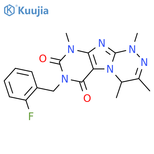 7-(2-fluorophenyl)methyl-1,3,4,9-tetramethyl-1H,4H,6H,7H,8H,9H-1,2,4triazino4,3-gpurine-6,8-dione structure