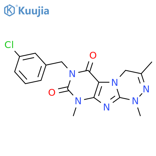 7-(3-chlorophenyl)methyl-1,3,9-trimethyl-1H,4H,6H,7H,8H,9H-1,2,4triazino4,3-gpurine-6,8-dione structure