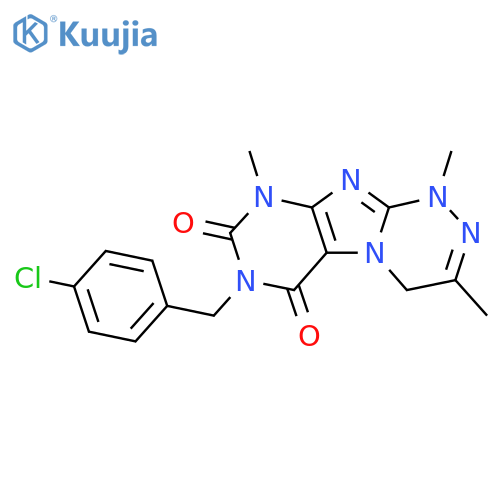 7-(4-chlorophenyl)methyl-1,3,9-trimethyl-1H,4H,6H,7H,8H,9H-1,2,4triazino4,3-gpurine-6,8-dione structure