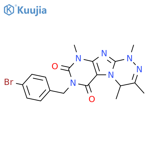 7-(4-bromophenyl)methyl-1,3,4,9-tetramethyl-1H,4H,6H,7H,8H,9H-1,2,4triazino4,3-gpurine-6,8-dione structure