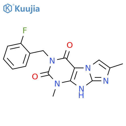 3-(2-fluorophenyl)methyl-1,7-dimethyl-1H,2H,3H,4H,8H-imidazo1,2-gpurine-2,4-dione structure