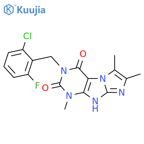 3-(2-chloro-6-fluorophenyl)methyl-1,6,7-trimethyl-1H,2H,3H,4H,8H-imidazo1,2-gpurine-2,4-dione structure