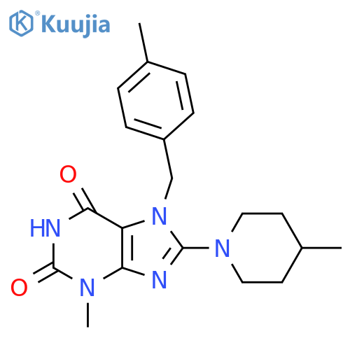 3-methyl-7-(4-methylphenyl)methyl-8-(4-methylpiperidin-1-yl)-2,3,6,7-tetrahydro-1H-purine-2,6-dione structure