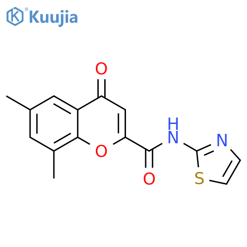 6,8-dimethyl-4-oxo-N-(1,3-thiazol-2-yl)-4H-chromene-2-carboxamide structure
