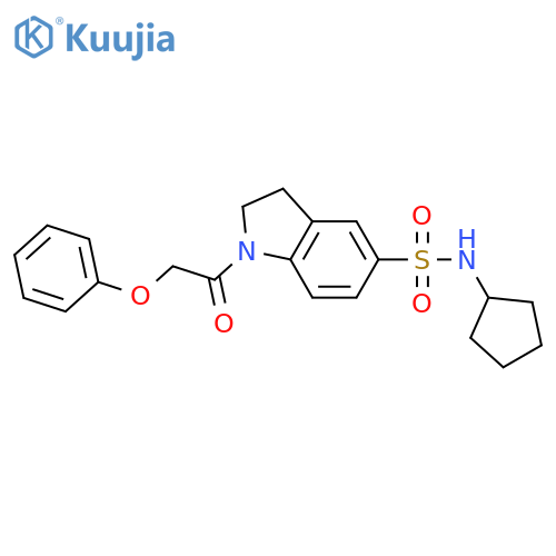 N-cyclopentyl-1-(2-phenoxyacetyl)-2,3-dihydro-1H-indole-5-sulfonamide structure