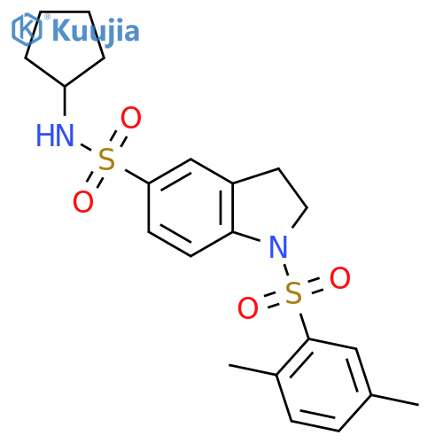 N-cyclopentyl-1-(2,5-dimethylbenzenesulfonyl)-2,3-dihydro-1H-indole-5-sulfonamide structure