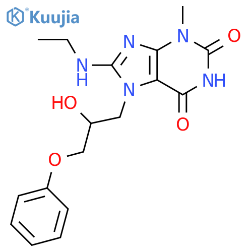 8-(ethylamino)-7-(2-hydroxy-3-phenoxypropyl)-3-methyl-2,3,6,7-tetrahydro-1H-purine-2,6-dione structure