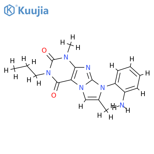 8-(2-aminophenyl)-1,7-dimethyl-3-propyl-1H,2H,3H,4H,8H-imidazo1,2-gpurine-2,4-dione structure