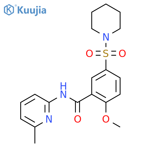 2-methoxy-N-(6-methylpyridin-2-yl)-5-(piperidine-1-sulfonyl)benzamide structure