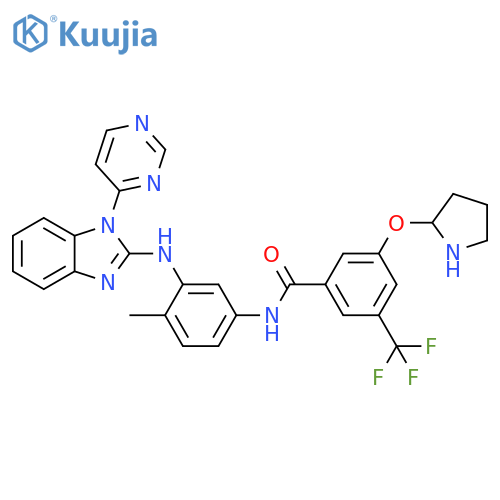 Benzamide,N-[4-methyl-3-[[1-(4-pyrimidinyl)-1H-benzimidazol-2-yl]amino]phenyl]-3-(2-pyrrolidinyloxy)-5-(trifluoromethyl)- structure