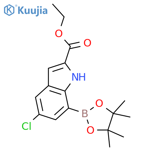 1H-Indole-2-carboxylic acid,5-chloro-7-(4,4,5,5-tetramethyl-1,3,2-dioxaborolan-2-yl)-, ethyl ester structure