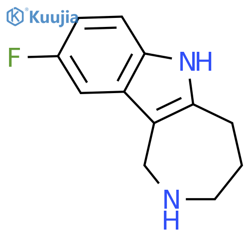 9-fluoro-1H,2H,3H,4H,5H,6H-azepino4,3-bindole structure