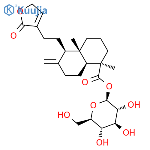 19-[(beta-D-glucopyranosyl)oxy]-19-oxo-ent-labda-8(17),13-dien-16,15-olide structure