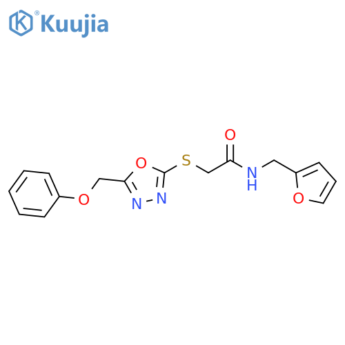 N-(furan-2-yl)methyl-2-{5-(phenoxymethyl)-1,3,4-oxadiazol-2-ylsulfanyl}acetamide structure