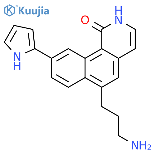 Benz[h]isoquinolin-1(2H)-one, 6-(3-aminopropyl)-9-(1H-pyrrol-2-yl)- structure