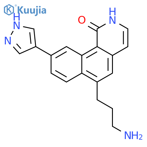 Benz[h]isoquinolin-1(2H)-one, 6-(3-aminopropyl)-9-(1H-pyrazol-4-yl)- structure