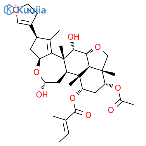 2-Butenoic acid,2-methyl-,(2R,3aS,5R,6aR,6bR,7S,9R,9aR,11aR,11bR,12S,12aR)-9-(acetyloxy)-2-(3-furanyl)-3,3a,6,6a,6b,7,8,9,9a,10,11a,11b,12,12a-tetradecahydro-5,12-dihydroxy-1,6b,9a,12a-tetramethyl-2H,5H-cyclopent[a]isobenzofuro[7,1-gh][3]benzoxepin-7-ylester, (2E)- structure