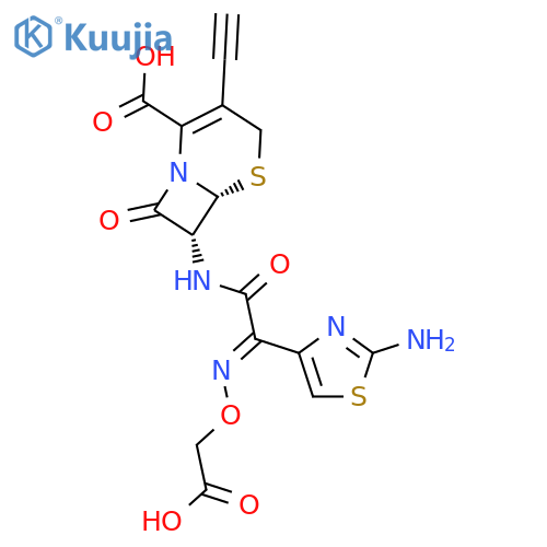 5-Thia-1-azabicyclo[4.2.0]oct-2-ene-2-carboxylicacid,7-[[(2-amino-4-thiazolyl)[(carboxymethoxy)imino]acetyl]amino]-3-ethynyl-8-oxo-,[6R-[6a,7b(Z)]]- (9CI) structure