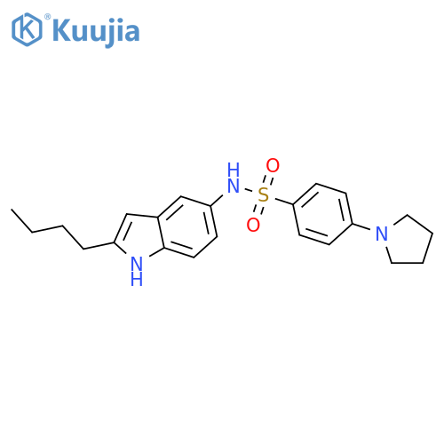 Benzenesulfonamide, N-(2-butyl-1H-indol-5-yl)-4-(1-pyrrolidinyl)- structure