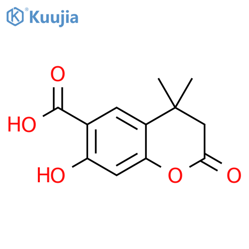 7-hydroxy-4,4-dimethyl-2-oxo-3,4-dihydro-2H-1-benzopyran-6-carboxylic acid structure
