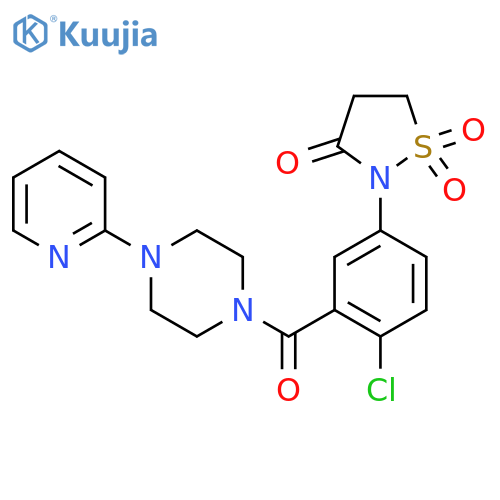 2-{4-chloro-3-4-(pyridin-2-yl)piperazine-1-carbonylphenyl}-1lambda6,2-thiazolidine-1,1,3-trione structure
