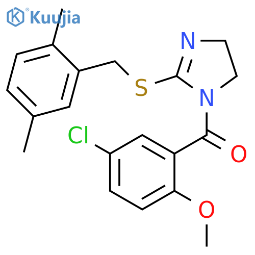 1-(5-chloro-2-methoxybenzoyl)-2-{(2,5-dimethylphenyl)methylsulfanyl}-4,5-dihydro-1H-imidazole structure