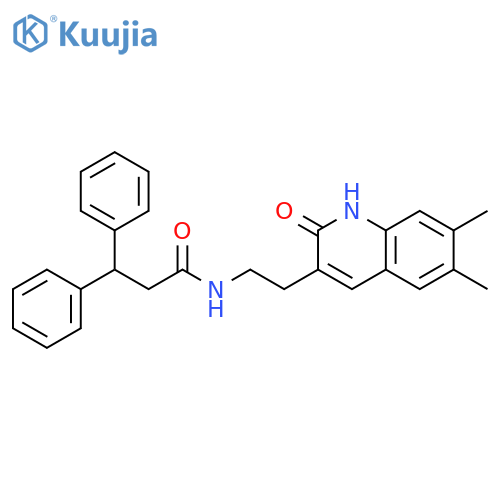 N-2-(6,7-dimethyl-2-oxo-1,2-dihydroquinolin-3-yl)ethyl-3,3-diphenylpropanamide structure