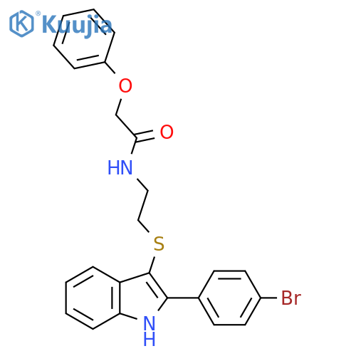 N-(2-{2-(4-bromophenyl)-1H-indol-3-ylsulfanyl}ethyl)-2-phenoxyacetamide structure