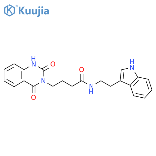 4-(2,4-dioxo-1,2,3,4-tetrahydroquinazolin-3-yl)-N-2-(1H-indol-3-yl)ethylbutanamide structure