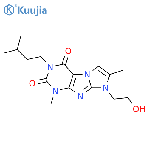 8-(2-hydroxyethyl)-1,7-dimethyl-3-(3-methylbutyl)-1H,2H,3H,4H,8H-imidazo1,2-gpurine-2,4-dione structure