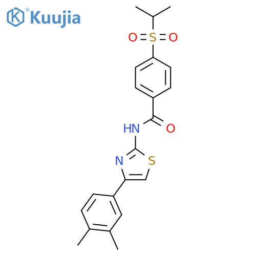 N-4-(3,4-dimethylphenyl)-1,3-thiazol-2-yl-4-(propane-2-sulfonyl)benzamide structure