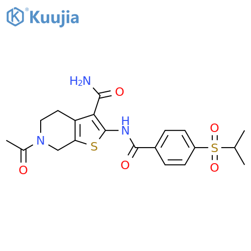 6-acetyl-2-4-(propane-2-sulfonyl)benzamido-4H,5H,6H,7H-thieno2,3-cpyridine-3-carboxamide structure