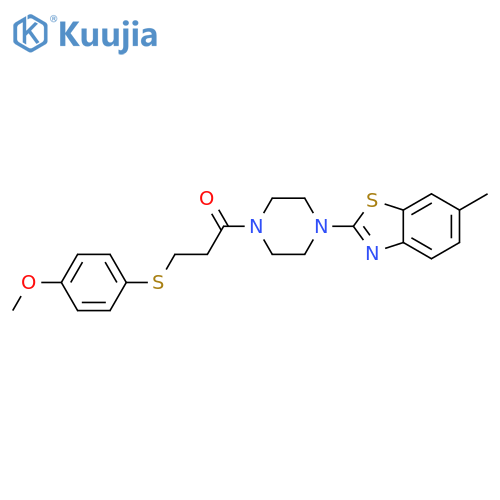 3-(4-methoxyphenyl)sulfanyl-1-4-(6-methyl-1,3-benzothiazol-2-yl)piperazin-1-ylpropan-1-one structure