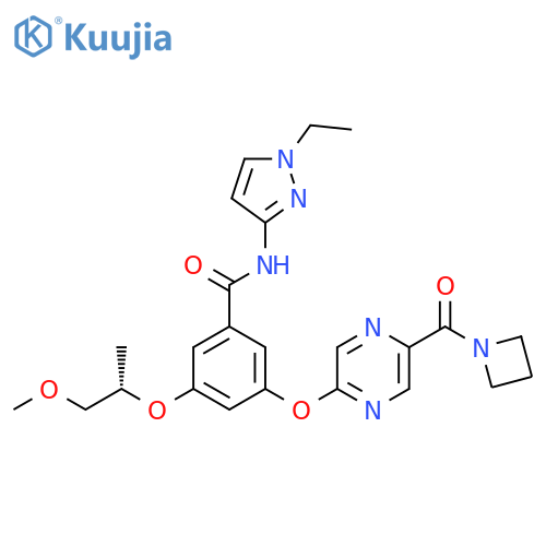 Benzamide,3-[[5-(1-azetidinylcarbonyl)-2-pyrazinyl]oxy]-N-(1-ethyl-1H-pyrazol-3-yl)-5-[(1S)-2-methoxy-1-methylethoxy]- structure