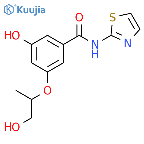 Benzamide, 3-hydroxy-5-[(1S)-2-hydroxy-1-methylethoxy]-N-2-thiazolyl- structure