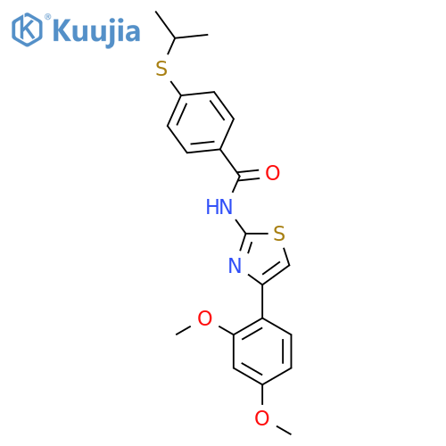 N-4-(2,4-dimethoxyphenyl)-1,3-thiazol-2-yl-4-(propan-2-ylsulfanyl)benzamide structure