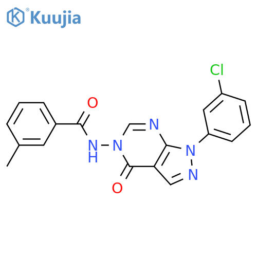 N-1-(3-chlorophenyl)-4-oxo-1H,4H,5H-pyrazolo3,4-dpyrimidin-5-yl-3-methylbenzamide structure