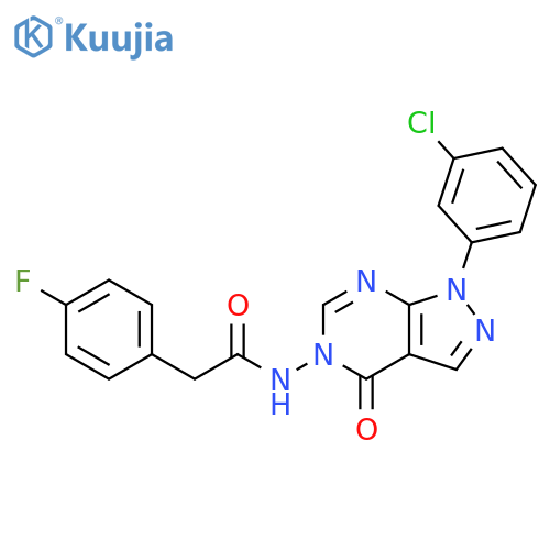 N-1-(3-chlorophenyl)-4-oxo-1H,4H,5H-pyrazolo3,4-dpyrimidin-5-yl-2-(4-fluorophenyl)acetamide structure