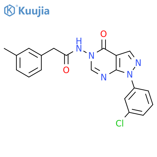 N-1-(3-chlorophenyl)-4-oxo-1H,4H,5H-pyrazolo3,4-dpyrimidin-5-yl-2-(3-methylphenyl)acetamide structure