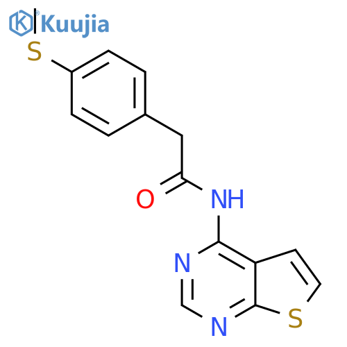 2-4-(methylsulfanyl)phenyl-N-{thieno2,3-dpyrimidin-4-yl}acetamide structure
