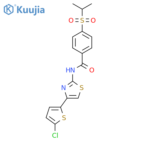 N-4-(5-chlorothiophen-2-yl)-1,3-thiazol-2-yl-4-(propane-2-sulfonyl)benzamide structure