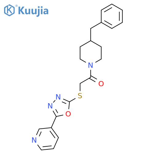 1-(4-benzylpiperidin-1-yl)-2-{5-(pyridin-3-yl)-1,3,4-oxadiazol-2-ylsulfanyl}ethan-1-one structure