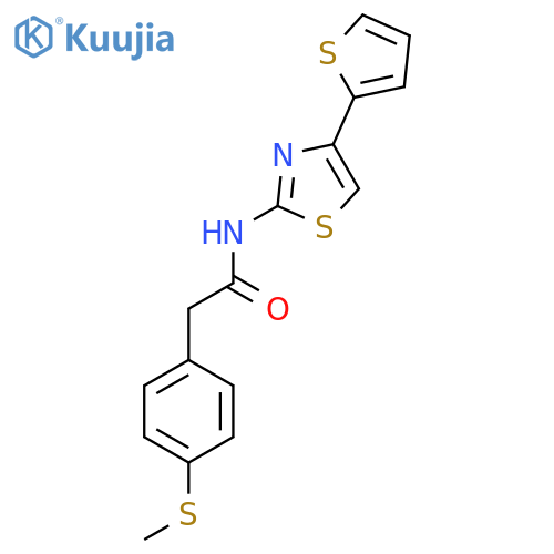 2-4-(methylsulfanyl)phenyl-N-4-(thiophen-2-yl)-1,3-thiazol-2-ylacetamide structure