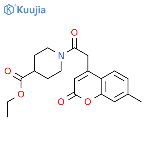 ethyl 1-2-(7-methyl-2-oxo-2H-chromen-4-yl)acetylpiperidine-4-carboxylate structure