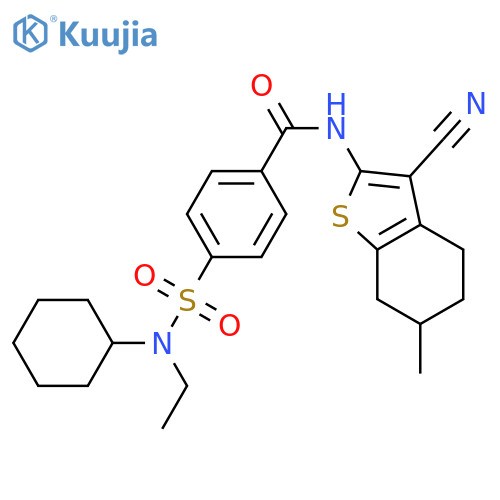N-(3-cyano-6-methyl-4,5,6,7-tetrahydro-1-benzothiophen-2-yl)-4-cyclohexyl(ethyl)sulfamoylbenzamide structure