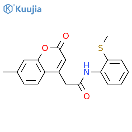 2-(7-methyl-2-oxo-2H-chromen-4-yl)-N-2-(methylsulfanyl)phenylacetamide structure