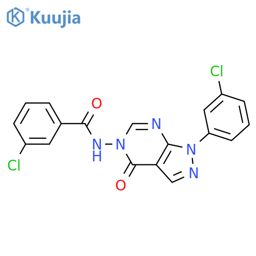 3-chloro-N-1-(3-chlorophenyl)-4-oxo-1H,4H,5H-pyrazolo3,4-dpyrimidin-5-ylbenzamide structure